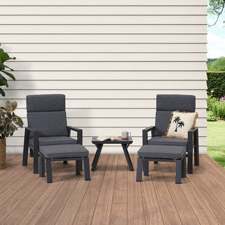 Floyd 5 Piece Recliner Chat Set - Gunmetal/Black