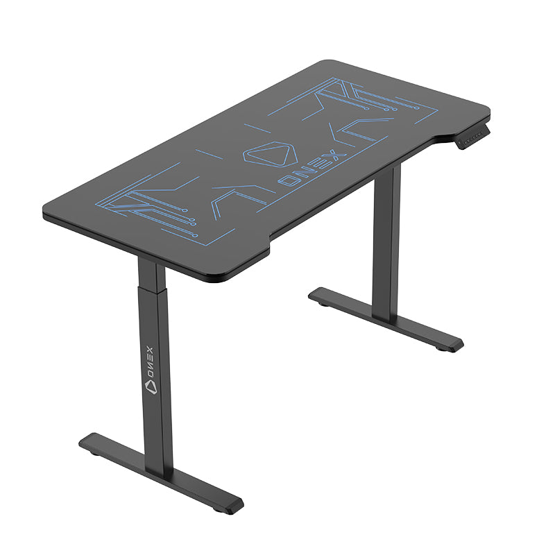 ONEX GDE1400G RGB Tempered Glass Electric Height Adjustable Gaming Desk - Black
