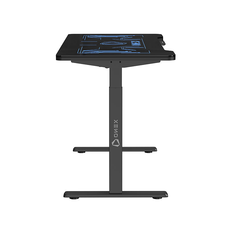 ONEX GDE1400G RGB Tempered Glass Electric Height Adjustable Gaming Desk - Black
