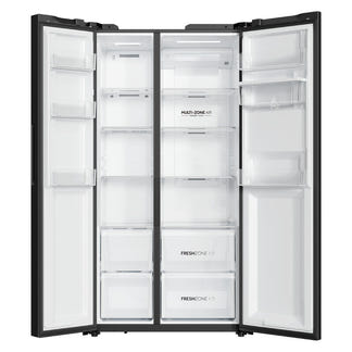 Haier 523L Side-by-Side Fridge Freezer with Water Dispenser - Black (300 Series)