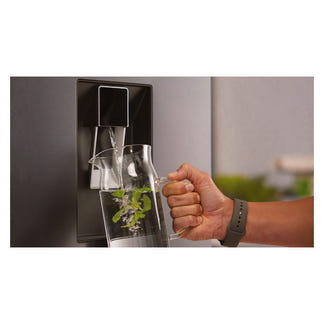 Haier 523L Side-by-Side Fridge Freezer with Water Dispenser - Black (300 Series)