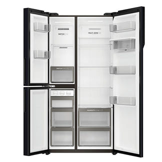 Haier 574L Side-by-Side Fridge Freezer with Water Dispenser - Black