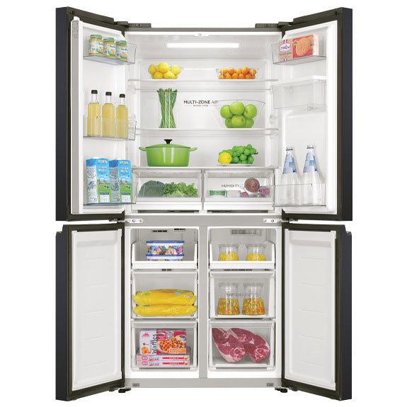 Haier 508L Quad Door Fridge Freezer with Water Dispenser - Black (600 Series)