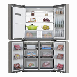 Haier 601L Quad Door Fridge Freezer with Ice & Water Dispenser - Satina