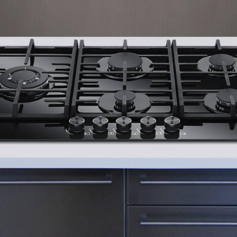 Haier 90cm Gas on Glass Cooktop - Black