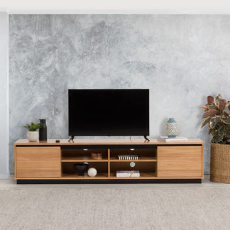 Hamilton 2200mm Timber Entertainment Unit - Messmate/Natural