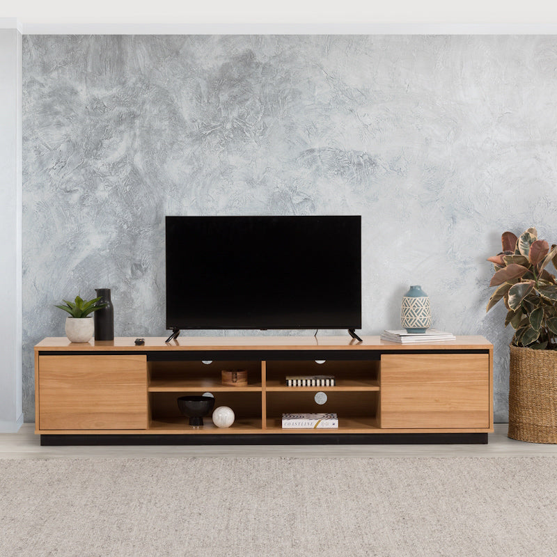 Hamilton 2200mm Timber Entertainment Unit - Messmate/Natural