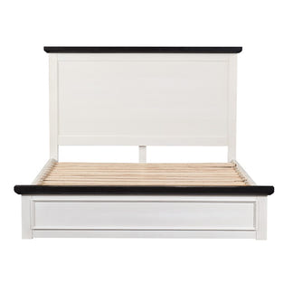 Hampton Queen Timber Bed - White/Charcoal