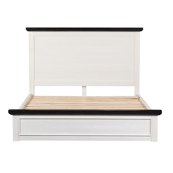 Hampton Queen Timber Bed - White/Charcoal