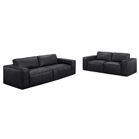 Havana 3+2 Leather Suite - Black