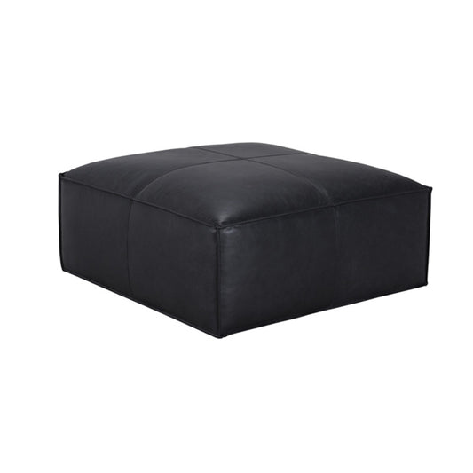 Havana Leather Foot Ottoman - Black