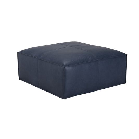 Havana Leather Foot Ottoman - Blue
