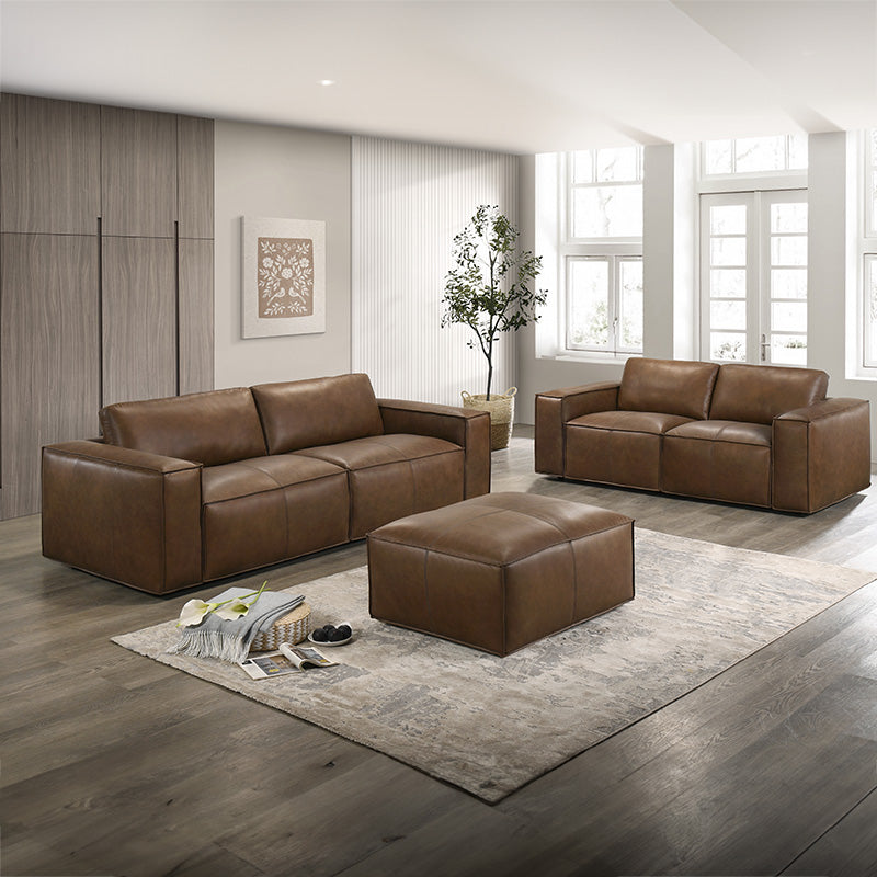 Havana Leather Foot Ottoman - Tan