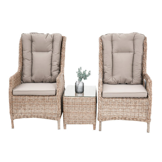 Hawaii 3 Piece Recliner Chat Set - Marina/Taupe