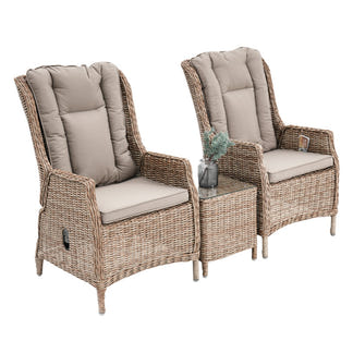 Hawaii 3 Piece Recliner Chat Set - Marina/Taupe