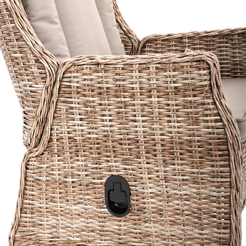 Hawaii 3 Piece Recliner Chat Set - Marina/Taupe