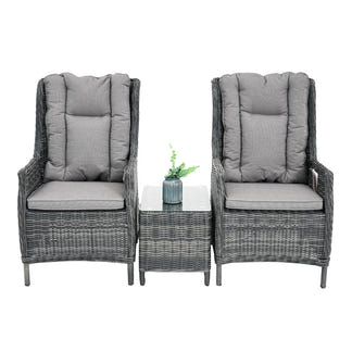 Hawaii 3 Piece Recliner Chat Set - Castle Grey/Grey