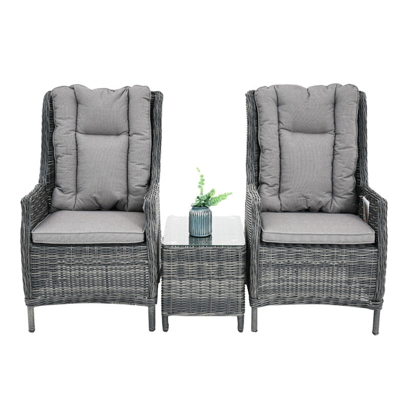 Hawaii 3 Piece Recliner Chat Set - Castle Grey/Grey