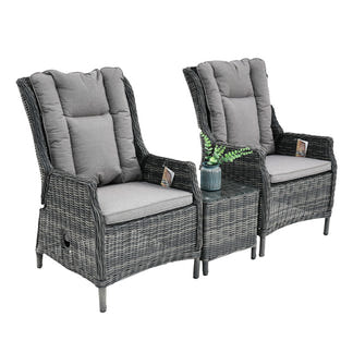 Hawaii 3 Piece Recliner Chat Set - Castle Grey/Grey