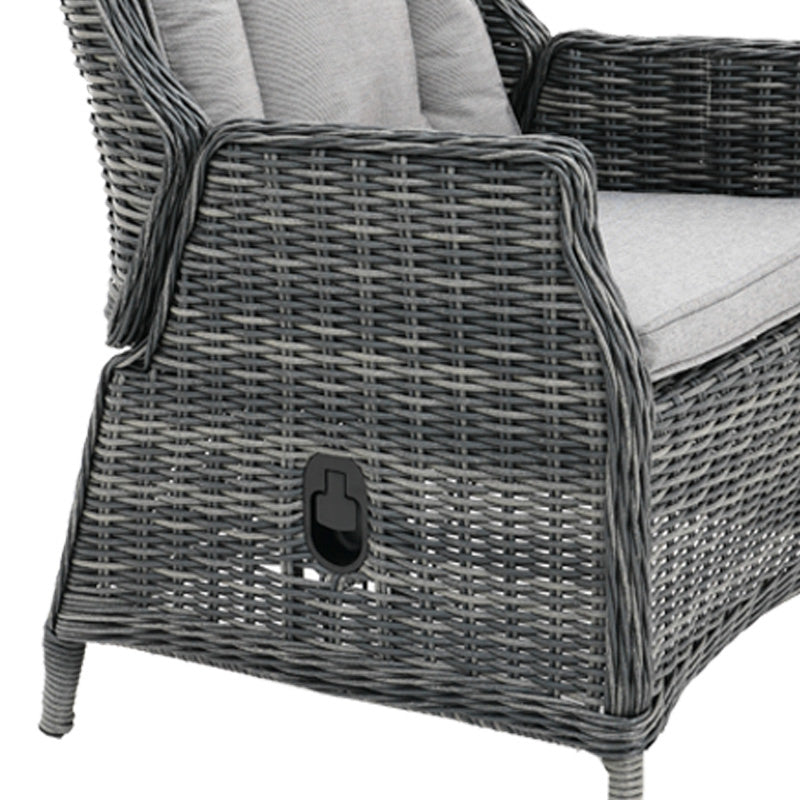 Hawaii 3 Piece Recliner Chat Set - Castle Grey/Grey