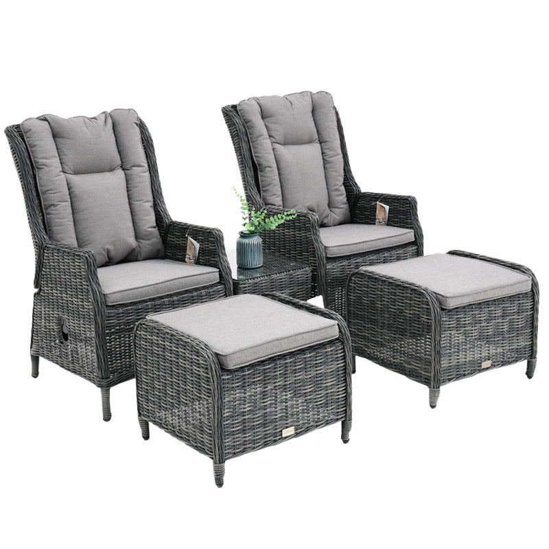 Hawaii 3 Piece Recliner Chat Set - Castle Grey/Grey