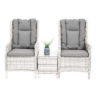 Hawaii 3 Piece Recliner Chat Set - Zen White/Grey