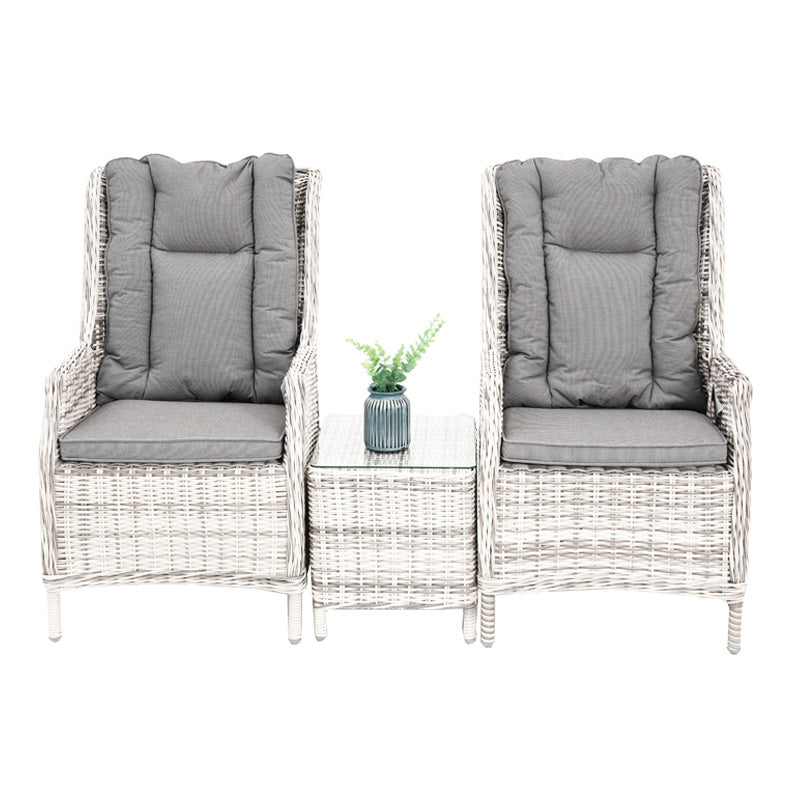 Hawaii 3 Piece Recliner Chat Set - Zen White/Grey