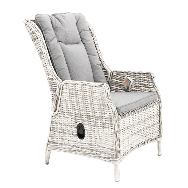 Hawaii 3 Piece Recliner Chat Set - Zen White/Grey