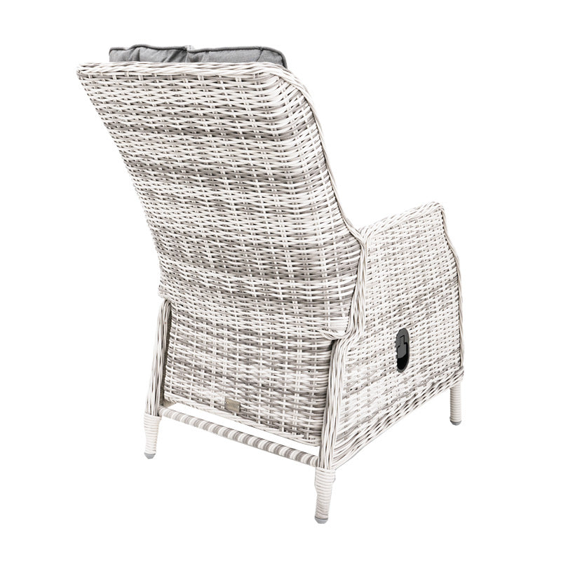 Hawaii 3 Piece Recliner Chat Set - Zen White/Grey