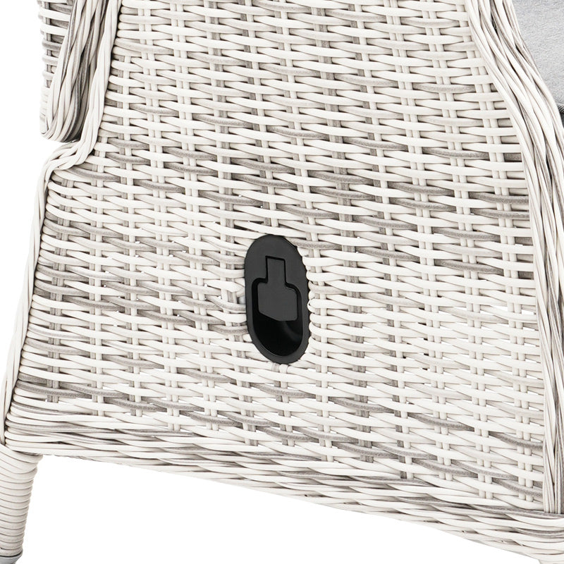 Hawaii 3 Piece Recliner Chat Set - Zen White/Grey