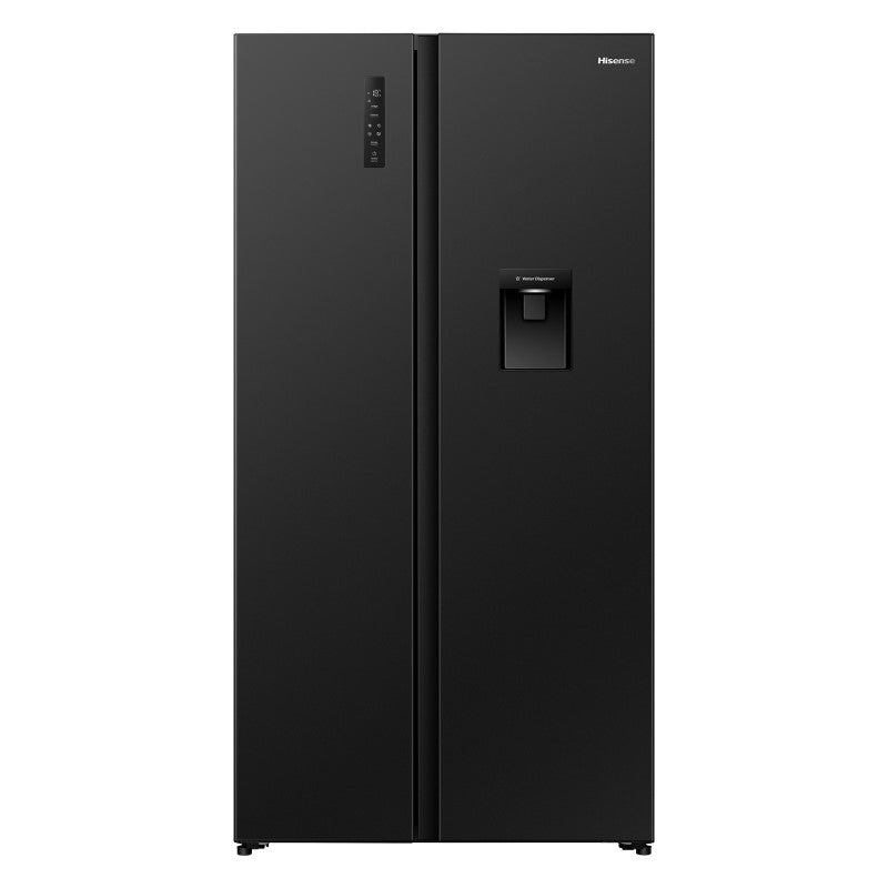 Hisense 541L Side-by-Side Fridge Freezer with Water Dispenser - Black (PureFlat)
