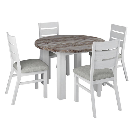 Homestead 5 Piece Dining Suite - White/Timber