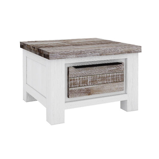 Homestead Single Drawer Lamp Table - White/Wood
