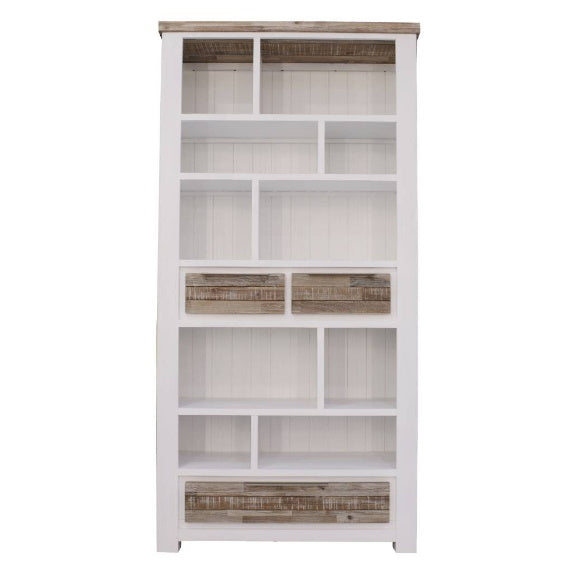 Homestead Multi-Shelf Timber Bookcase - White/Wood