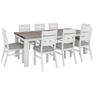Homestead 9 Piece Dining Suite - White/Timber