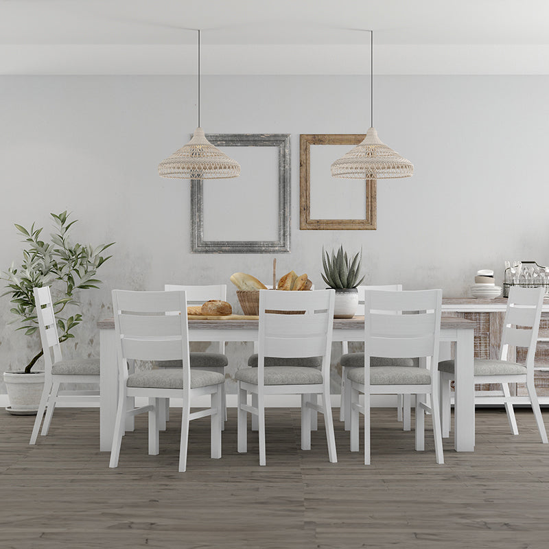 Homestead 9 Piece Dining Suite - White/Timber