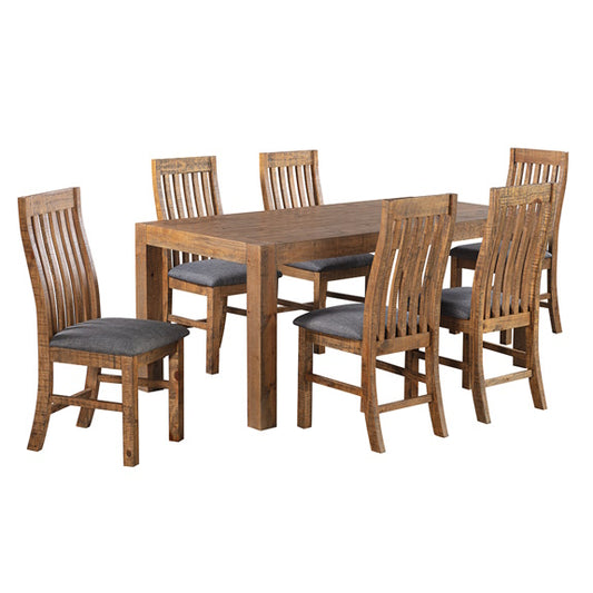 Hugo 7 Piece Timber Dining Suite - Rustic Pine