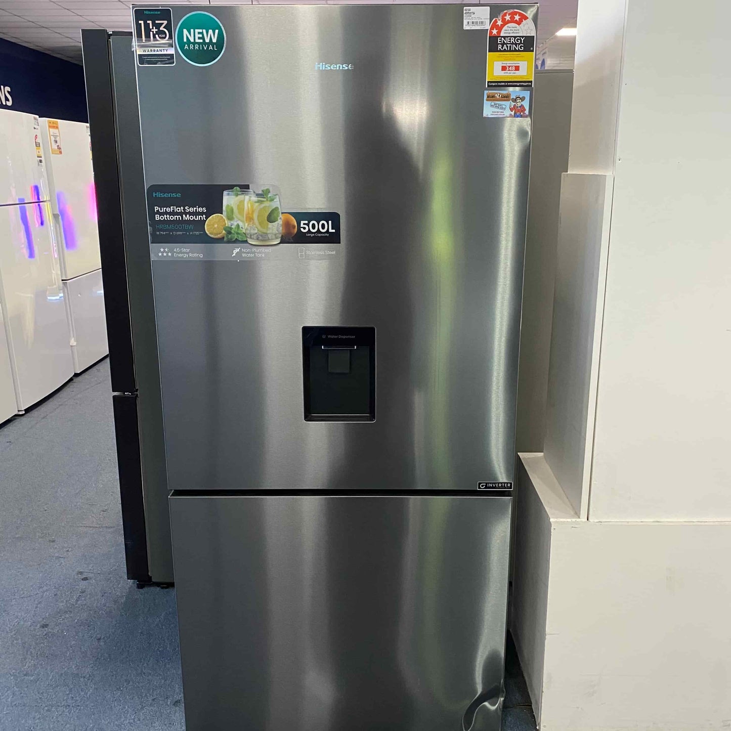 Hisense 500L PureFlat Bottom Mount Fridge - Dark Steel