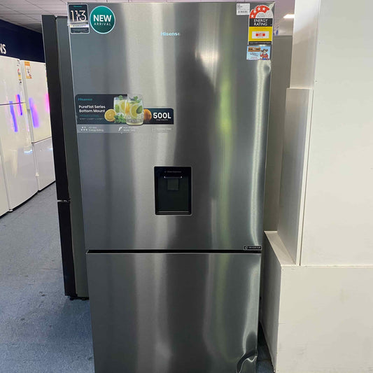 Hisense 500L PureFlat Bottom Mount Fridge - Dark Steel
