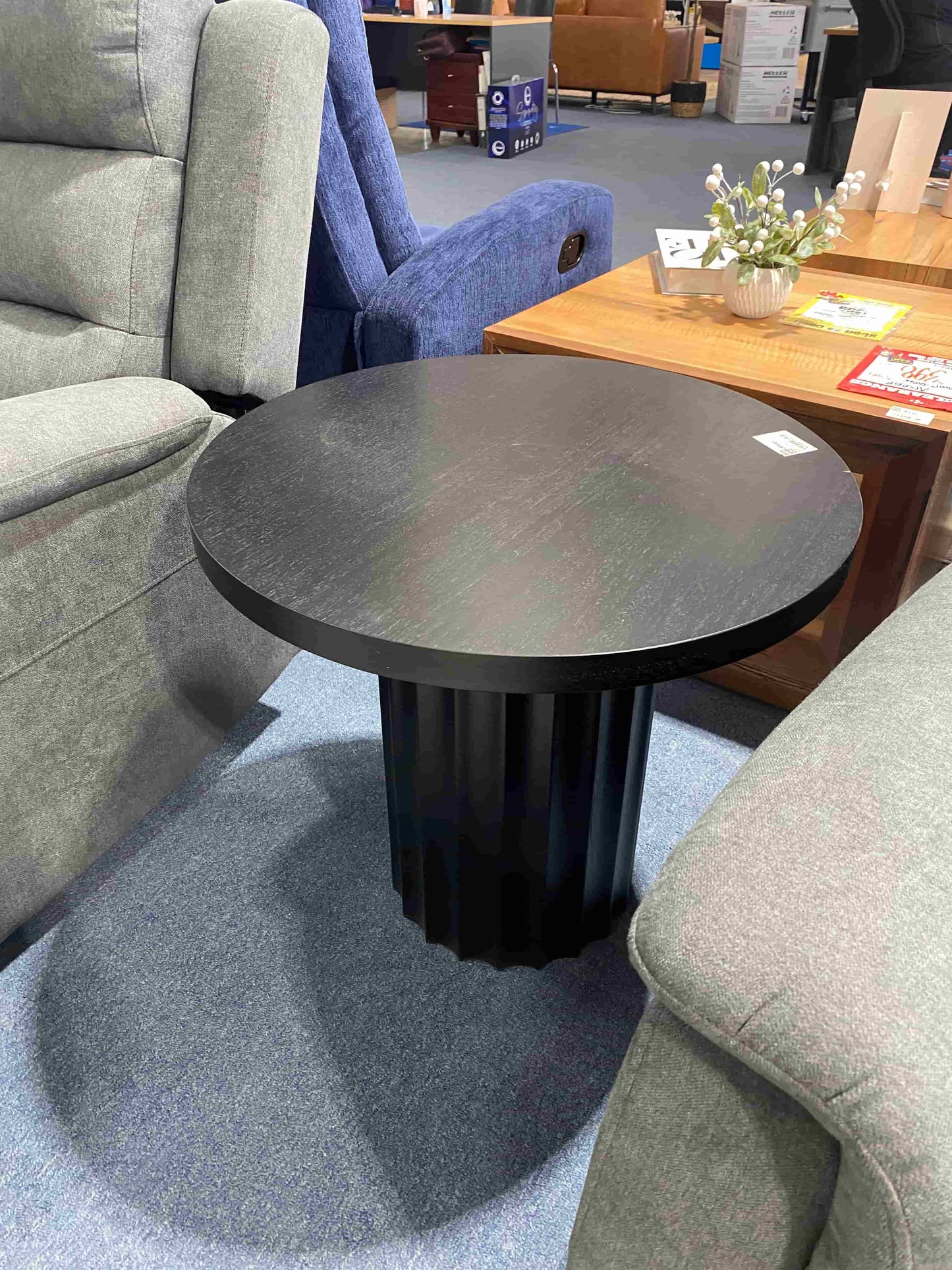Caesar Round Lamp Table - Messmate/Black