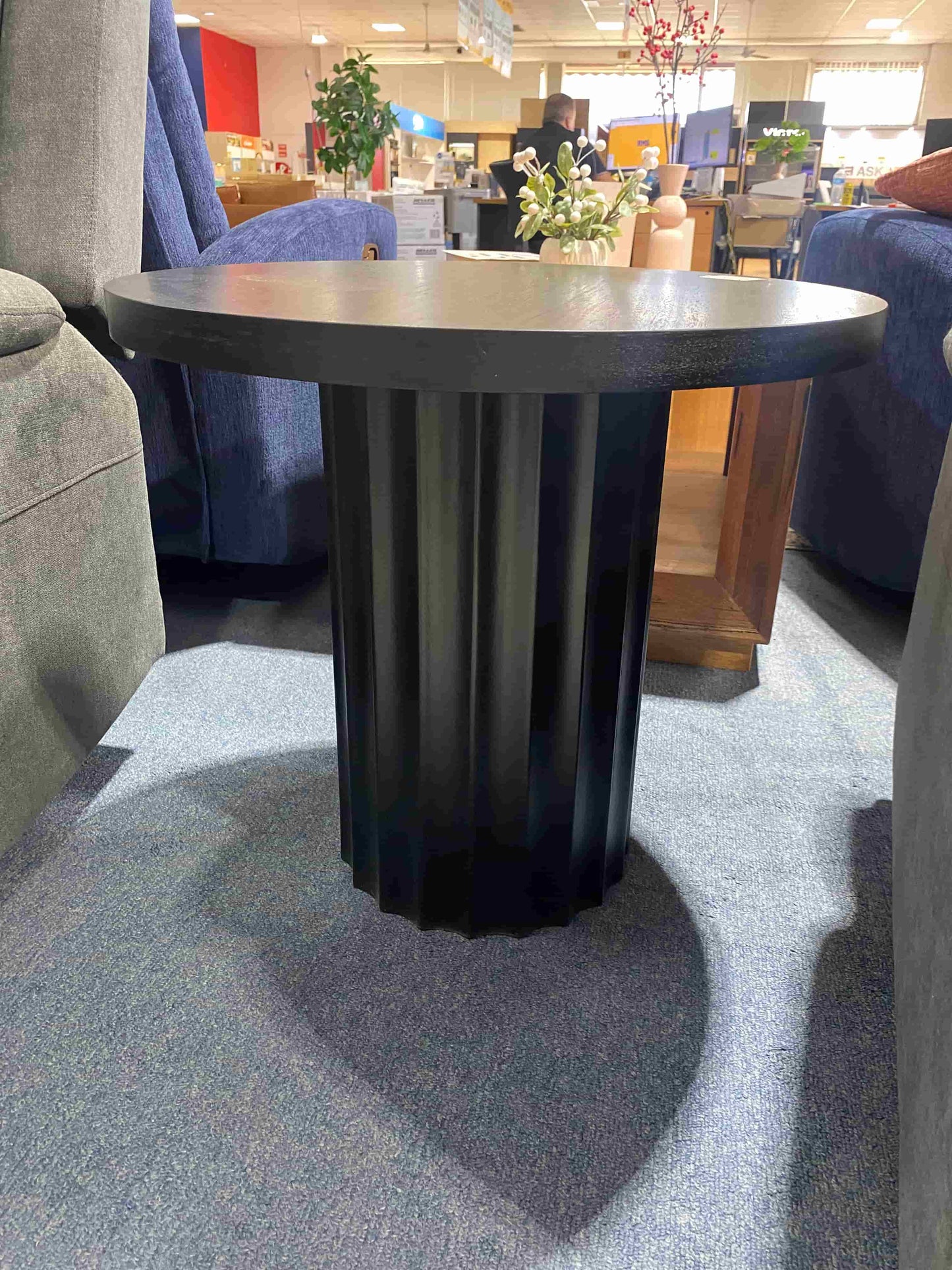 Caesar Round Lamp Table - Messmate/Black