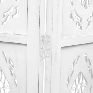 Iron Jali Carved Timber Privacy Screen - White