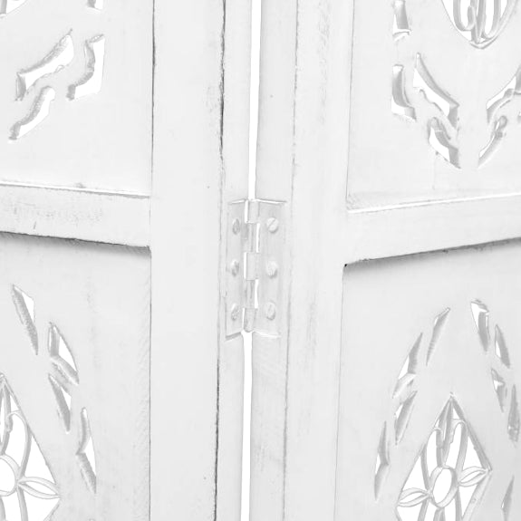 Iron Jali Carved Timber Privacy Screen - White
