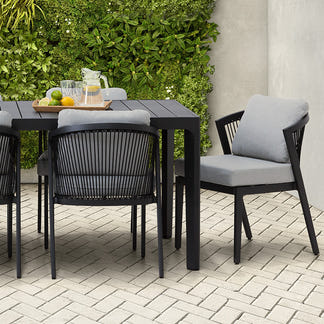 Isla 9 Piece Outdoor Dining Setting - Light Grey/Black