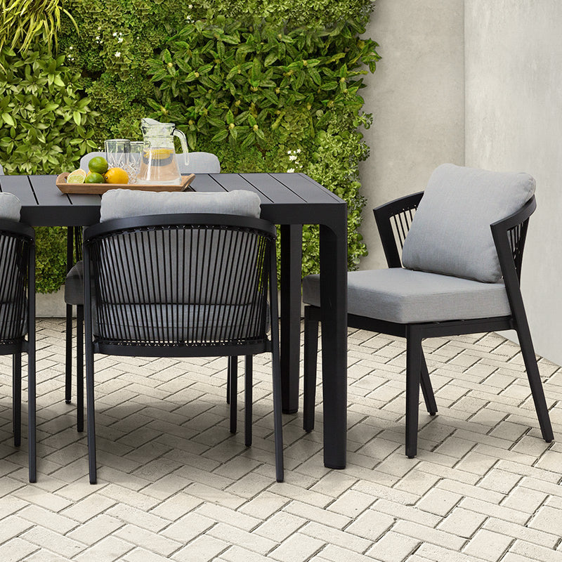 Isla 9 Piece Outdoor Dining Setting - Light Grey/Black