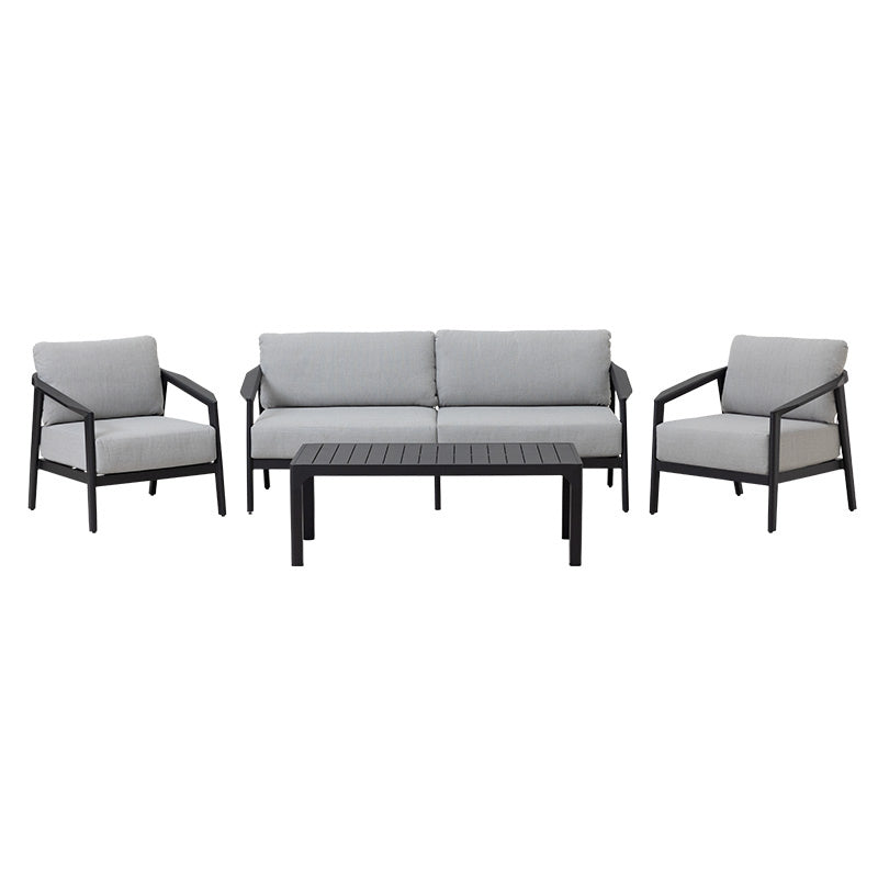 Isla 4 Piece Outdoor Lounge Setting - Light Grey/Black