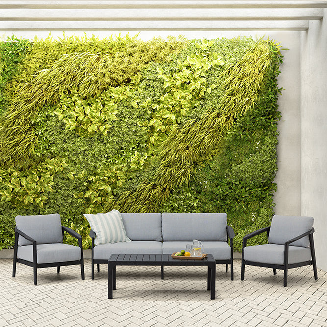 Isla 4 Piece Outdoor Lounge Setting - Light Grey/Black