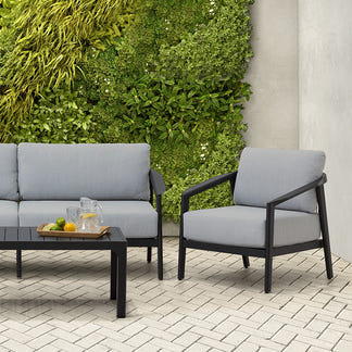Isla 4 Piece Outdoor Lounge Setting - Light Grey/Black
