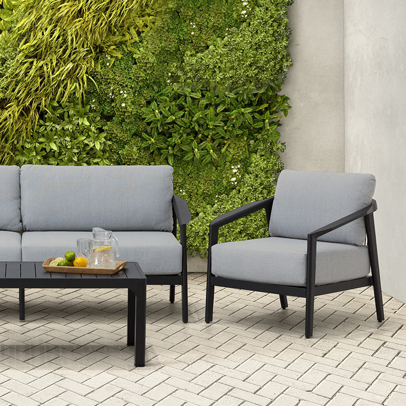 Isla 4 Piece Outdoor Lounge Setting - Light Grey/Black