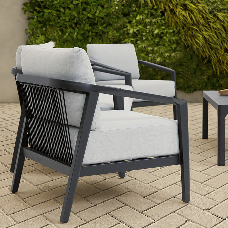Isla 4 Piece Outdoor Lounge Setting - Light Grey/Black